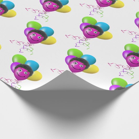 Birthday Balloon Face Geschenkpapier (Ecke)