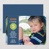 Birthday Balloon Foto Birthday Invasion - Navy Einladung (Vorne/Hinten)