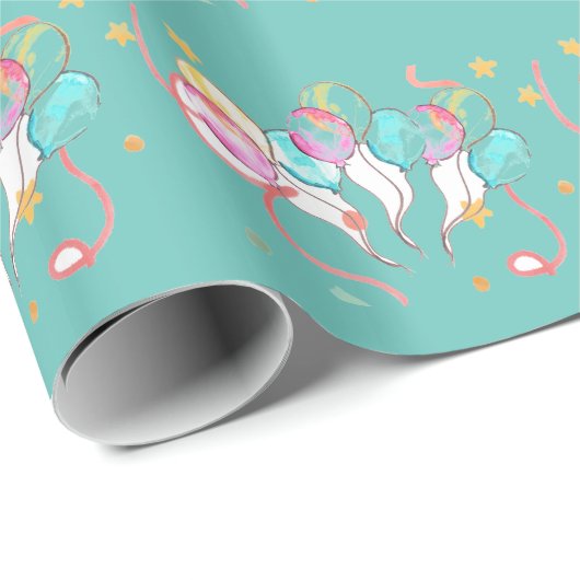 BIRTHDAY BALLOON GESCHENKPAPIER (Rolleneckpunkt)