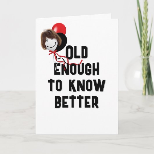 Birthday Balloon Gesicht für ältere Menschen Karte (Vorderseite)