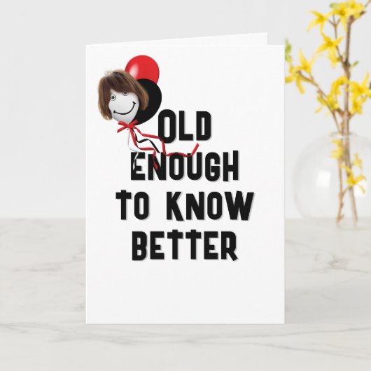 Birthday Balloon Gesicht für ältere Menschen Karte (Gelbe Blume)