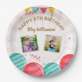 Birthday Balloon Gold Pink Confetti Fotos jedes Al Pappteller (Vorderseite)