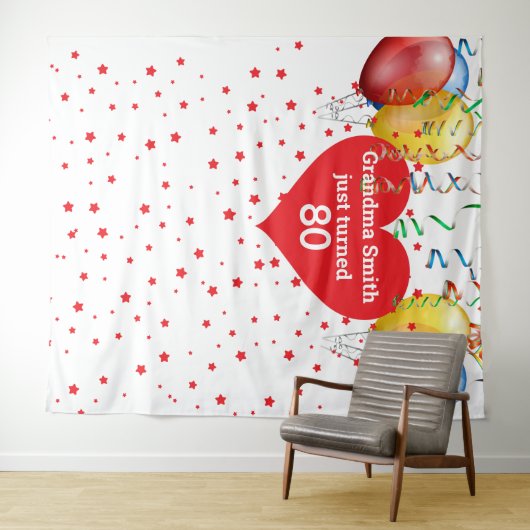 Birthday Balloon Hintergrund 80. Foto Prop. Wandteppich (Beispiel (Horizontal))