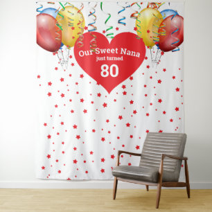 Birthday Balloon Hintergrund 80. Nana Foto Prop. Wandteppich