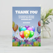 Birthday Balloon Party Dankeskarte (Stehend Vorderseite)