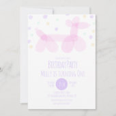 Birthday Balloon Tiere Lila Pink Pastel Einladung (Vorderseite)