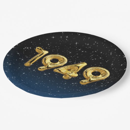 Birthday Balloons 1949 in Stars Paper Plate Pappteller (Schrägansicht)