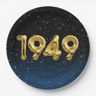 Birthday Balloons 1949 in Stars Paper Plate Pappteller