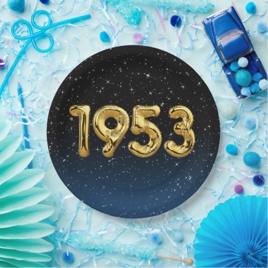 Birthday Balloons 1953 in Stars Paper Plate Pappteller (Party)