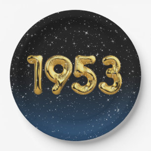 Birthday Balloons 1953 in Stars Paper Plate Pappteller