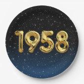 Birthday Balloons 1958 in Stars Paper Plate Pappteller (Vorderseite)