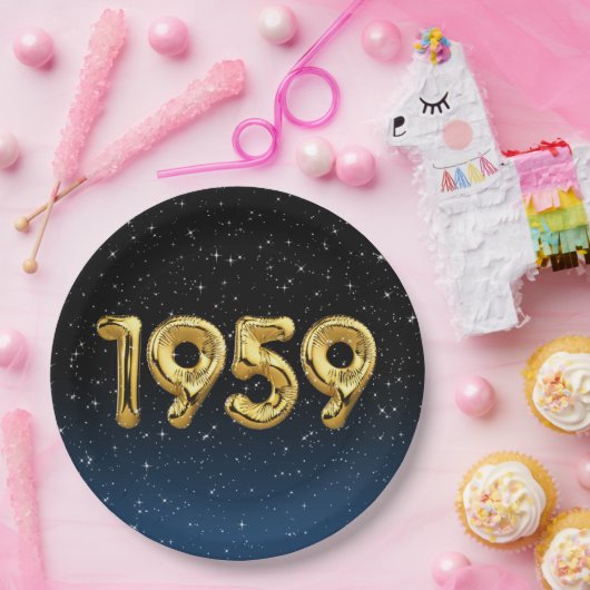 Birthday Balloons 1959 in Stars Paper Plate Pappteller (Party)