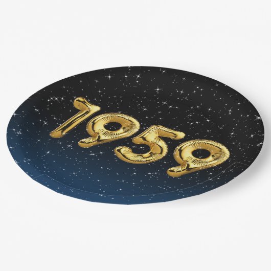 Birthday Balloons 1959 in Stars Paper Plate Pappteller (Schrägansicht)