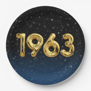 Birthday Balloons 1963 in Stars Paper Plate Pappteller
