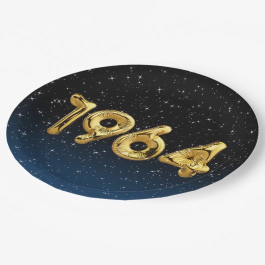 Birthday Balloons 1964 in Stars Paper Plate Pappteller (Schrägansicht)