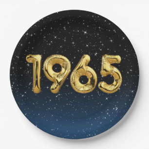 Birthday Balloons 1965 in Stars Paper Plate Pappteller
