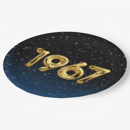 Birthday Balloons 1967 in Stars Paper Plate Pappteller (Schrägansicht)