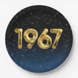 Birthday Balloons 1967 in Stars Paper Plate Pappteller