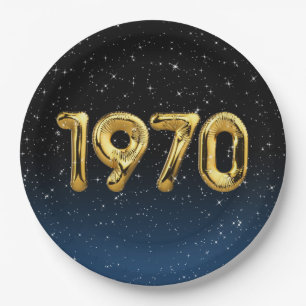 Birthday Balloons 1970 in Stars Paper Plate Pappteller