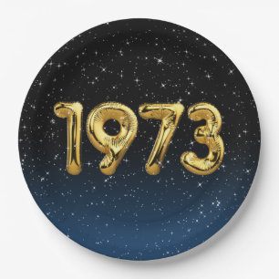 Birthday Balloons 1973 in Stars Paper Plate Pappteller