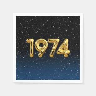 Birthday Balloons 1974 in Stars Napkins Serviette