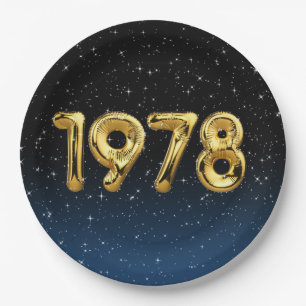 Birthday Balloons 1978 in Stars Paper Plate Pappteller