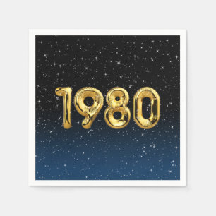 Birthday Balloons 1980 in Stars Napkins Serviette