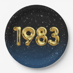 Birthday Balloons 1983 in Stars Paper Plate Pappteller