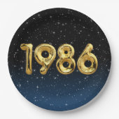 Birthday Balloons 1986 in Stars Paper Plate Pappteller (Vorderseite)