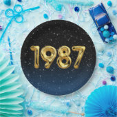 Birthday Balloons 1987 in Stars Paper Plate Pappteller (Party)