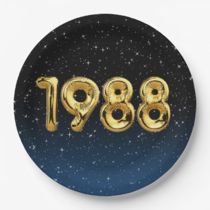 Birthday Balloons 1988 in Stars Pappteller