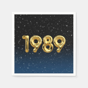 Birthday Balloons 1989 in Stars Napkins Serviette