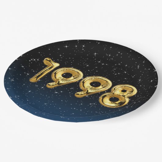 Birthday Balloons 1998 in Stars Paper Plate Pappteller (Schrägansicht)