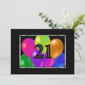 Birthday Balloons 21 Einladung (Stehend Vorderseite)