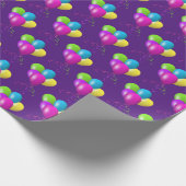 Birthday Balloons auf lila Geschenkpapier (Ecke)