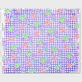 Birthday Balloons auf Lila Gingham Wrapping Paper Geschenkpapier (Flach)