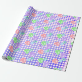 Birthday Balloons auf Lila Gingham Wrapping Paper Geschenkpapier