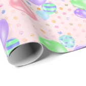 Birthday Balloons auf Polka Dots Geschenkpapier (Rolleneckpunkt)