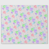 Birthday Balloons auf Polka Dots Wrapping Paper Geschenkpapier (Flach)