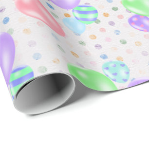 Birthday Balloons auf Polka Dots Wrapping Paper Geschenkpapier