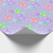 Birthday Balloons auf Polka Dots Wrapping Paper Geschenkpapier (Ecke)