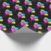 Birthday Balloons auf schwarz Geschenkpapier (Ecke)