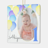 Birthday Balloons Baby's First Birthday mit Foto Keramikornament (Links)