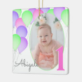 Birthday Balloons Baby's First Birthday mit Foto Keramikornament (Links)