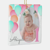 Birthday Balloons Baby's First Birthday mit Foto Keramikornament (Rechts)