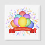 Birthday Balloons & Banner Magnet<br><div class="desc">Behalt deine Geburtstagseinladungen mit diesem fröhlichen Birthday Balloons & Banner Magnet auf deinem Kühlschrank oder auf jeder Metalloberfläche. Birthday Balloons & Banner ist eine originelle Abbildung von Debi Payne Designs. Es handelt sich um ein buntes Bündel von bunten Ballons in Rot, aquamarin, lila, Orange, Rosa, Gelb und Blau. Vor den...</div>