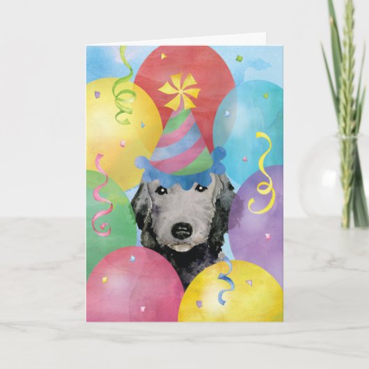 Birthday Balloons Bedlington Terrier Card Karte (Vorderseite)