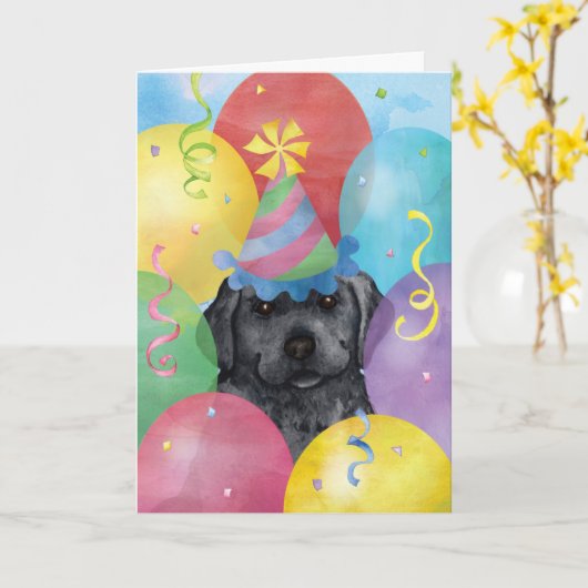 Birthday Balloons Black Lab Karte (Gelbe Blume)