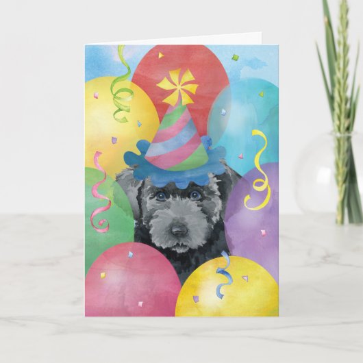 Birthday Balloons Bouvier des Flandres Card Karte (Vorderseite)