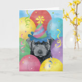 Birthday Balloons Bouvier des Flandres Card Karte (Gelbe Blume)